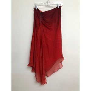 Ombré silk chiffon asymmetrical beaded skirt